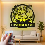 Decoración mural de metal personalizada con vaca Highland | Cartel floral LED para estilo farmhouse | Regalo a medida para ranchero y placa con nombre para nursery