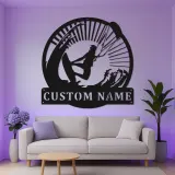 Insegna LED Personalizzata per Kiteboarding | Arte in Metallo per Kitesurfer | Regalo per Fan degli Sport Acquatici | Decorazione per Casa al Mare e Man Cave