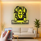 Custom Bernese Mountain Dog Led Light Metal Wall Art Personalized Dog Lover Gift Living Room Pet Decor