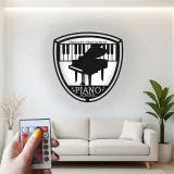 Insegna LED in metallo con pianoforte a coda | Logo personalizzato per scuola di musica | Arte da parete vintage per arredo studio