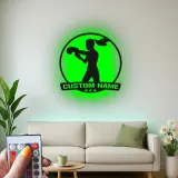 Décoration murale en métal personnalisée pour boxeuse avec rétroéclairage LED - Cadeau personnalisé pour passionné de boxe, décoration de gym ou de maison