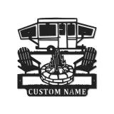 Custom Camper and Firepit Led Light Metal Wall Art Personalized Camping Gift Outdoor Patio Decor