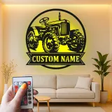 Custom Tractor Led Light Metal Wall Art Personalized Farmer Gift Rustic Farmhouse Decor for Barn or Garage