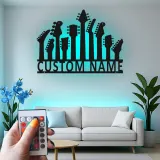 Insegna LED personalizzata a forma di chitarra | Decorazione murale in metallo su misura per studio musicale | Arredo con nome del musicista | Regalo per chitarristi