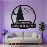 Custom Sailboat LED Sign | Personalized Metal Wall Art | Nautical Decor for Lake House | Sailor Gift