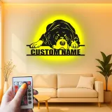 Décoration murale en métal LED personnalisée pour chien, cadeau pour les amoureux des animaux, décoration de salon