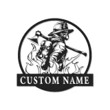 Cartel LED de Bombero Personalizado | Arte Mural de Metal Personalizado | Decoración de Estación de Bomberos y Regalo de Héroe | Lazer Dizayn Co