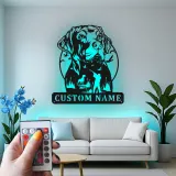 Insegna per Cacciatore Labrador Retriever | Insegna in Metallo LED Personalizzata | Regalo per Cacciatori per Man Cave | Decorazione per Caccia all'Anatra
