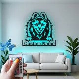 Personalized Pomeranian LED Sign | Custom Dog Name Metal Wall Art | Pet Lover Gift | Entryway Decor