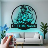 Personalized Firefighter LED Sign | Custom Metal Wall Art for Fire Station & Man Cave | First Responder Gift