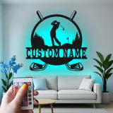 Personalized Golf Sign | LED Metal Wall Art for Man Cave Decor | Custom Name Golfer Gift | Golf Lover Wall Decor
