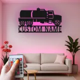 Insegna in metallo LED per camion cisterna | Insegna da parete personalizzata per ufficio | Decorazione industriale personalizzata per camionisti e logistica
