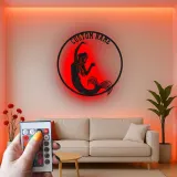 Insegna in metallo personalizzata con luce LED a forma di sirena regalo per amanti dell'oceano decorazione per camera da letto o nursery