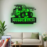 Cartel de metal LED de camión volquete personalizado, regalo de construcción para él, decoración de garaje o man cave
