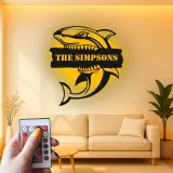 Custom Shark Led Light Metal Wall Art Personalized Gift for Ocean Lovers Unique Man Cave Decor