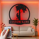Cartel de metal LED de escalador de árboles regalo personalizado para arboristas decoración de entusiastas del aire libre