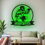 Cartel de metal personalizado de receptora de softball | Arte mural LED para habitación de chicas | Regalo personalizado con nombre de jugadora | Decoración deportiva para atleta femenina