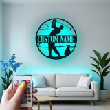 Personalized Golfer Metal Sign | LED Lighted Golf Wall Art | Custom Name Decor for Man Cave & Office Gift