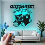 Décoration murale en métal LED personnalisée pour les chaussettes de Noël