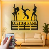 Cartel de Baile en Barra Personalizado | Silueta de Bailarina LED Arte de Pared | Regalo Personalizado para Estudio o Cueva de Hombre