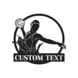 Cartel de metal personalizado con luz LED de jugador de voleibol regalo personalizado para atletas decoración de sala de juegos