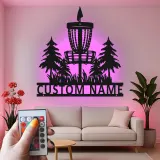 Cartel de metal LED personalizado para cesta de disc golf, regalo para jugadores de disc golf, decoración de deportes al aire libre