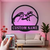 Custom Pelican LED Metal Sign | Personalized Beach House Name Plaque | Coastal Nautical Wall Art for Patio & Home Bar