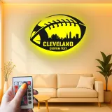 Personalized Football LED Sign | Custom City Skyline Metal Wall Art | Man Cave Decor & Gift for Fans