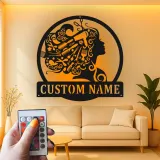 Hair Stylist LED Sign | Custom Metal Salon Decor | Personalized Barber Shop Wall Art | Beauty Studio Gift