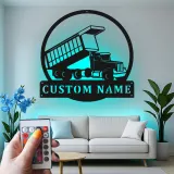 Cartel de metal LED personalizado de camión volquete regalo para entusiastas de camiones decoración de garaje o man cave 3