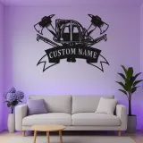 Insegna in metallo personalizzata per vigile del fuoco | Arte murale LED personalizzata | Decorazione per dipartimento dei pompieri | Regalo per pompiere