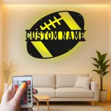Cartel LED de Fútbol Personalizado | Arte Mural de Metal con Nombre del Jugador Personalizado | Decoración para Sala de Juegos | Regalo para Fanático del Deporte