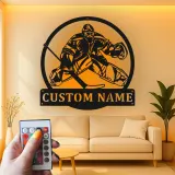 Custom Hockey Goalie LED Metal Sign | Personalized Sports Decor | Game Room Wall Art | Player Gift