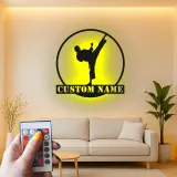 Personalized Karate Metal Sign | LED Backlit Martial Arts Wall Art | Custom Dojo Decor & Fighter Gift