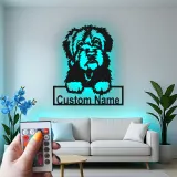 Décoration murale en métal LED personnalisée de chien de berger - Cadeau pour amoureux des animaux