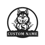 Décoration murale en métal personnalisée avec lumière LED de loup et lune