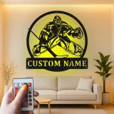 Insegna in metallo personalizzata con luce LED per portiere di hockey