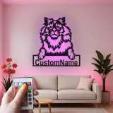 Cartel de metal LED de gato persa personalizado, regalo para amantes de mascotas, decoración para sala de estar