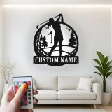 Personalisierte Golf-Schild mit LED-Beleuchtung | Metall-Wandkunst für das Spielzimmer | Golfer Geschenk für Ihn oder Sie