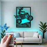 Custom ATV Rider Led Light Metal Wall Art Off-Road Enthusiast Gift Garage or Man Cave Decor 1