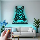 Décoration murale en métal LED personnalisée pour les amoureux des chats - Cadeau pour le salon ou la chambre
