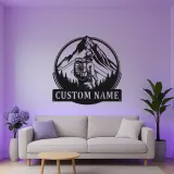 Custom Hiker Metal Wall Art | Personalized LED Light Sign for Mountain Decor | Outdoor Adventure Gift for Nature Lovers