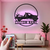Panneau LED personnalisé pour dépanneuse | Décoration murale en métal pour garage | Cadeau décoratif pour mécanicien ou propriétaire d'entreprise