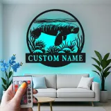 Custom Manatee LED Metal Wall Art | Personalized Nautical Decor | Florida Ocean Lover Gift Sign