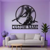 Cartel de metal personalizado de jugadora de softball | Arte mural LED para habitación de chicas | Decoración deportiva con nombre personalizado | Regalo para atleta femenina
