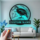 Cartel de metal LED personalizado de codorniz, regalo personalizado para amantes de la naturaleza, decoración de cabaña rústica