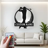 Insegna in metallo personalizzata per golfista con LED | Targa nome golf su misura | Decorazione murale per home bar e regalo per papà