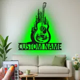 Custom Guitar LED Metal Art | Personalized Musician Name Sign | Studio Decor for Guitar Lover