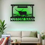 Texas Longhorn Metal Wall Art | Custom Ranch Sign with LED Lights | Personalized Farmhouse Decor for Cattleman