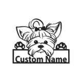Décoration murale en métal LED personnalisée pour Yorkshire Terrier - Cadeau pour amoureux des chiens - Décor pour chambre ou salon
